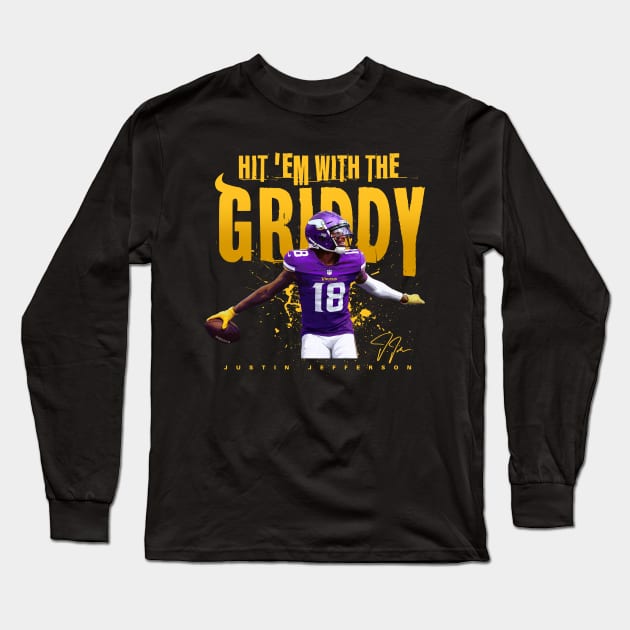 Justin Jefferson Griddy Long Sleeve T-Shirt by Juantamad